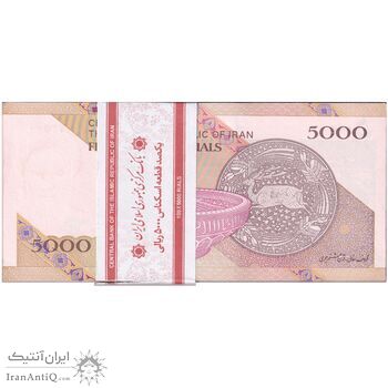 بسته اسکناس 5000 ریال امام (طیب نیا - سیف) - نوار 5000 ریال - UNC - جمهوری اسلامی