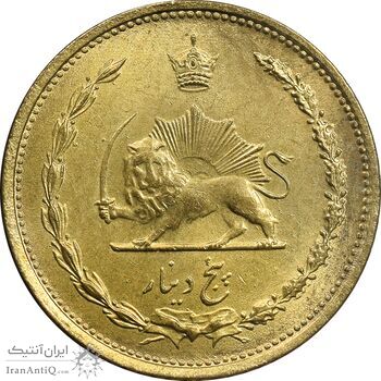 سکه 5 دینار 1319 برنز - MS63 - رضا شاه