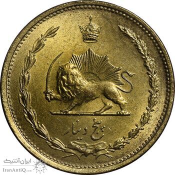سکه 5 دینار 1319 برنز - MS63 - رضا شاه
