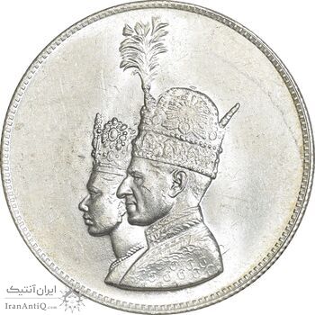 مدال نقره یادبود تاجگذاری 1346 - MS62 - محمد رضا شاه