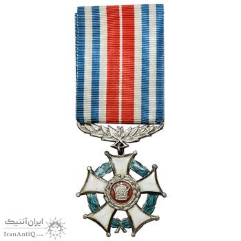 نشان خدمت شهربانی - با روبان - EF45 - رضا شاه