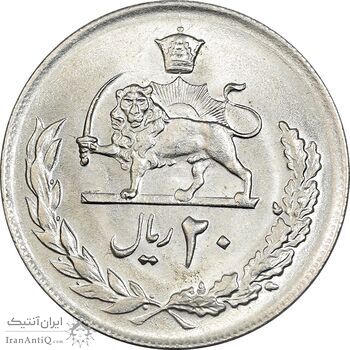 سکه 20 ریال 2537 - MS63 - محمد رضا شاه
