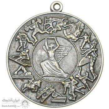 مدال تربیت بدنی نیروی زمینی ارتش - آبکاری نقره - EF45 - محمد رضا شاه