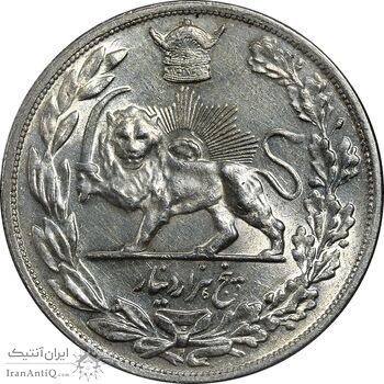 سکه 5000 دینار 1306 تصویری - ضرب هیتون - MS61 - رضا شاه