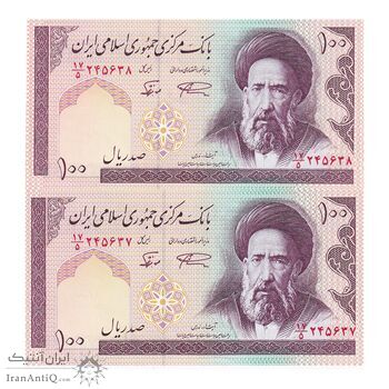 اسکناس 100 ریال (نمازی - نوربخش) شماره بزرگ - فیلیگران امام - جفت - UNC63 - جمهوری اسلامی