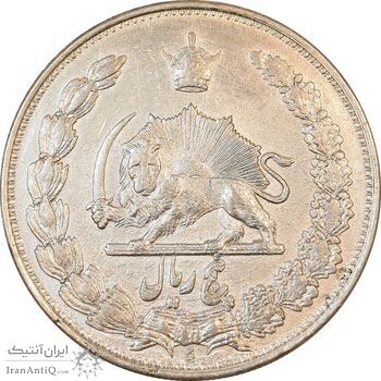 سکه 5 ریال 1310 - مکرر پشت سکه - EF40 - رضا شاه