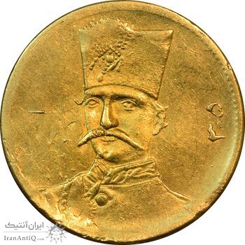 سکه طلا 5000 دینار 1305 تصویری - AU50 - ناصرالدین شاه