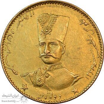 سکه طلا 2 تومان 1297 تصویری - AU58 - ناصرالدین شاه