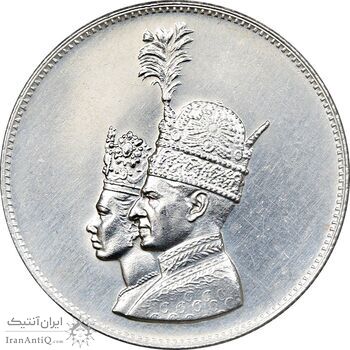 مدال نقره جشن تاجگذاری 1346 - AU58 - محمد رضا شاه