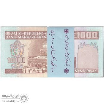 بسته اسکناس 1000 ریال (محمدخان - عادلی) شماره بزرگ - نخ نستعلیق - UNC - جمهوری اسلامی