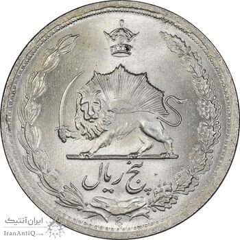 سکه 5 ریال 1323/2 - سورشارژ تاریخ - MS63 - محمد رضا شاه