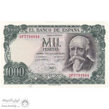 اسکناس 1000 پزتا 1971 فرانسیسکو فرانکو - تک - UNC63 - اسپانیا