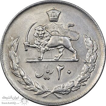 سکه 20 ریال 1357 - AU55 - محمد رضا شاه سکه 20 ریال 1357 - AU55 - محمد رضا شاه