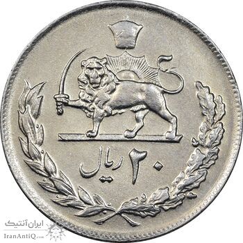 سکه 20 ریال 1357 - EF45 - محمد رضا شاه سکه 20 ریال 1357 - EF45 - محمد رضا شاه