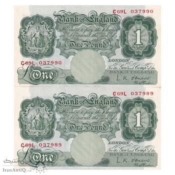 اسکناس یک پوند بدون تاریخ (1955-1960) الیزلبت دوم - LKOB - جفت - AU - انگلستان