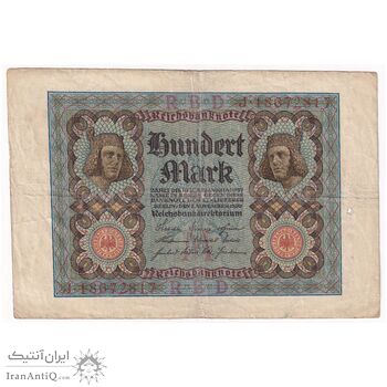 اسکناس 100 مارک 1920 جمهوری وایمار - تک - VF - آلمان