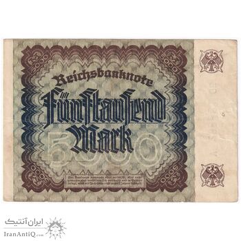 اسکناس 5000 مارک 1922 جمهوری وایمار - تک - VF - آلمان