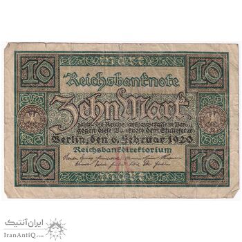 اسکناس 10 مارک 1920 جمهوری وایمار - تک - VF - آلمان