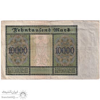 اسکناس 10000 مارک 1922 جمهوری وایمار - تک - VF - آلمان