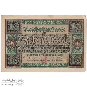 اسکناس 10 مارک 1920 جمهوری وایمار - تک - EF - آلمان