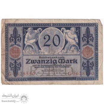 اسکناس 20 مارک 1915 ویلیام دوم - تک - F - آلمان