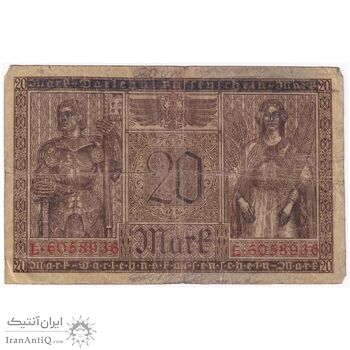 اسکناس 20 مارک 1918 ویلیام دوم - تک - F - آلمان
