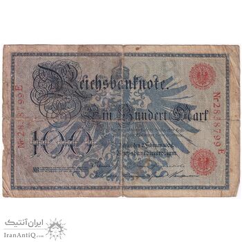 اسکناس 100 مارک 1908 ویلیام دوم - مهر قرمز - تک - F - آلمان