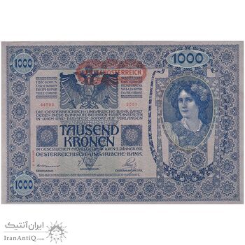 اسکناس 1000 کرون بدون تاریخ (1920) جمهوری اول - تک - UNC61 - اتریش