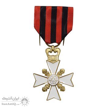 نشان آویز صلیب برای خدمت طولانی با روبان برای عمل شجاعانه - لئوپولد دوم - با جعبه - UNC - بلژیک