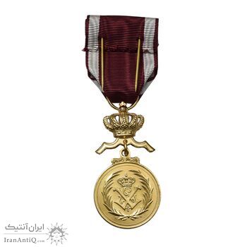 نشان آویز نظامی تاج با شعار کار و پیشرفت - لئوپولد دوم - با جعبه - UNC - بلژیک