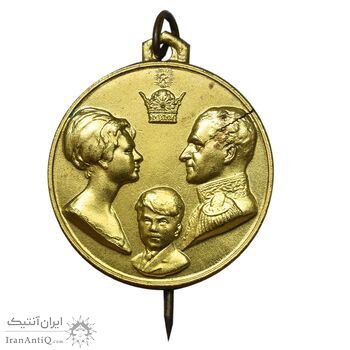 مدال آویزی تاجگذاری - سه رخ - MS61 - محمد رضا شاه