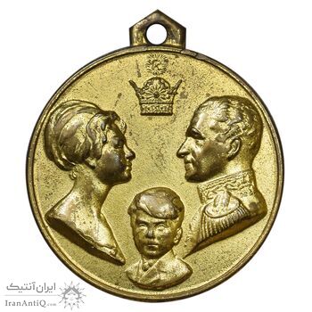 مدال آویزی تاجگذاری - سه رخ - EF - محمد رضا شاه
