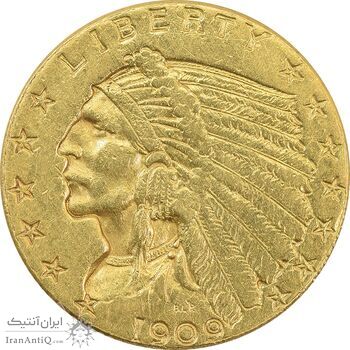 سکه طلا 2.5 دلار 1909 سرخپوستی - MS62 - آمریکا