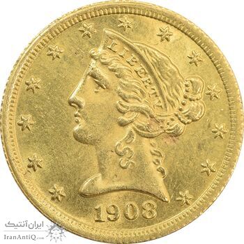 سکه طلا 5 دلار 1908 - MS63 - آمریکا