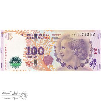 اسکناس 100 پزو بدون تاریخ (2016) جمهوری فدرال - تک - UNC63 - آرژانتین