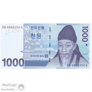 اسکناس 1000 وون بدون تاریخ (2007) جمهوری - تک - UNC63 - کره جنوبی