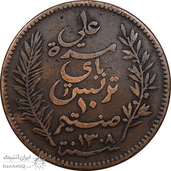 سکه 10 سنتیم 1891 تونس - VF30 - آفریقای شمالی