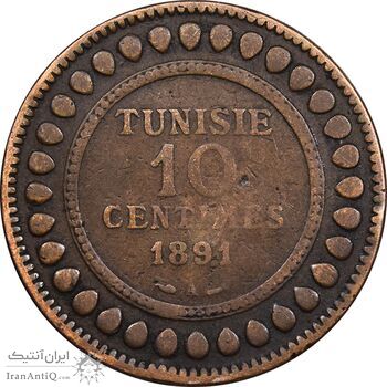 سکه 10 سنتیم 1891 تونس - VF30 - آفریقای شمالی
