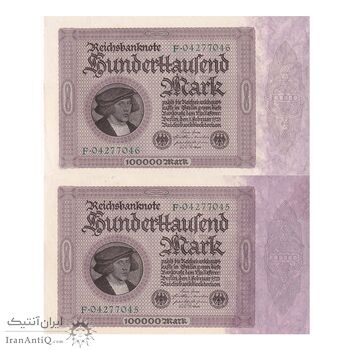 اسکناس 100000 مارک 1923 جمهوری وایمار - جفت - UNC61 - آلمان
