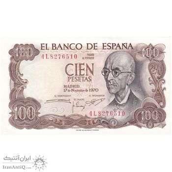 اسکناس 100 پزتا 1970 فرانسیسکو فرانکو - تک - UNC62 - اسپانیا