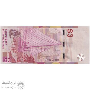 اسکناس 3 دلار 2019 الیزابت دوم - تک - UNC62 - باهاما