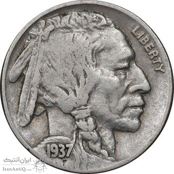 سکه 5 سنت 1937 بوفالو - EF45 - آمریکا