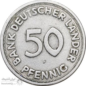 سکه 50 فینیگ 1949F جمهوری فدرال - EF45 - آلمان