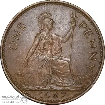 سکه 1 پنی 1967 الیزابت دوم - AU50 - انگلستان
