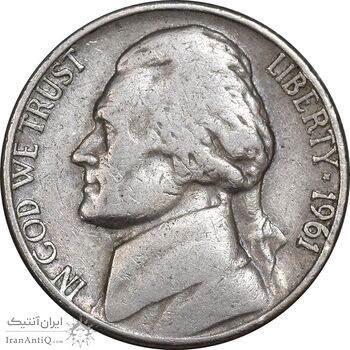 سکه 5 سنت 1961D جفرسون - VF35 - آمریکا