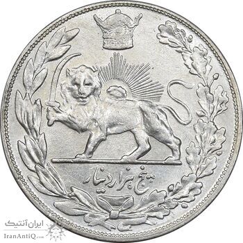 سکه 5000 دینار 1306 تصویری - ضرب تهران - AU58 - رضا شاه