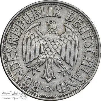 سکه 1 مارک 1955D جمهوری فدرال - EF45 - آلمان