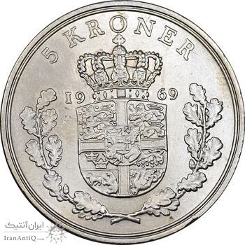 سکه 5 کرون 1969 فردریک نهم - MS61 - دانمارک سکه 5 کرون 1969 فردریک نهم - MS61 - دانمارک