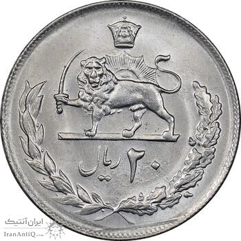 سکه 20 ریال 1357 - AU58 - محمد رضا شاه سکه 20 ریال 1357 - AU58 - محمد رضا شاه