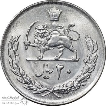 سکه 20 ریال 2537 - MS63 - محمد رضا شاه